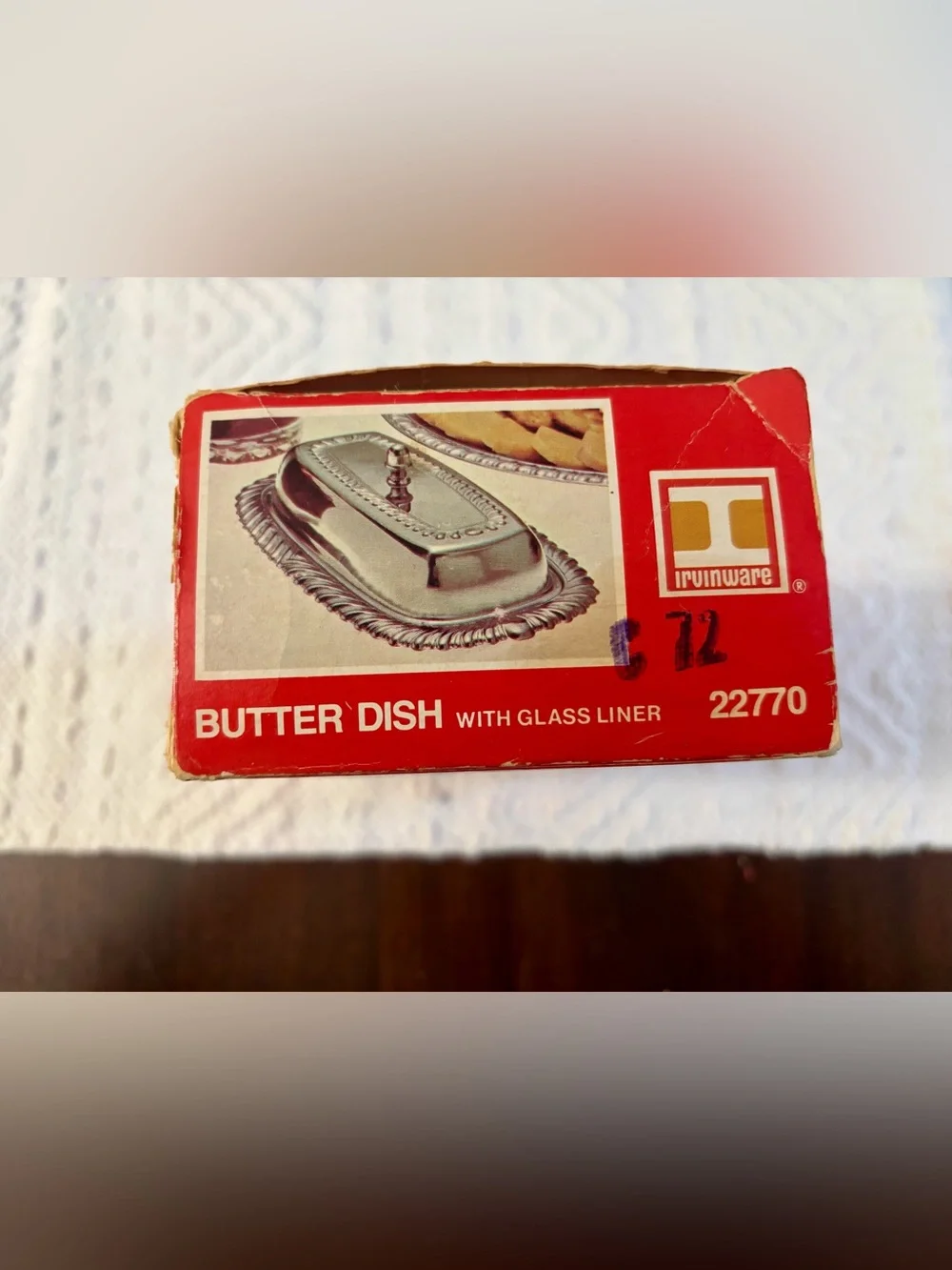 Vintage 1974 Irvinware Butter Dish with glass liner